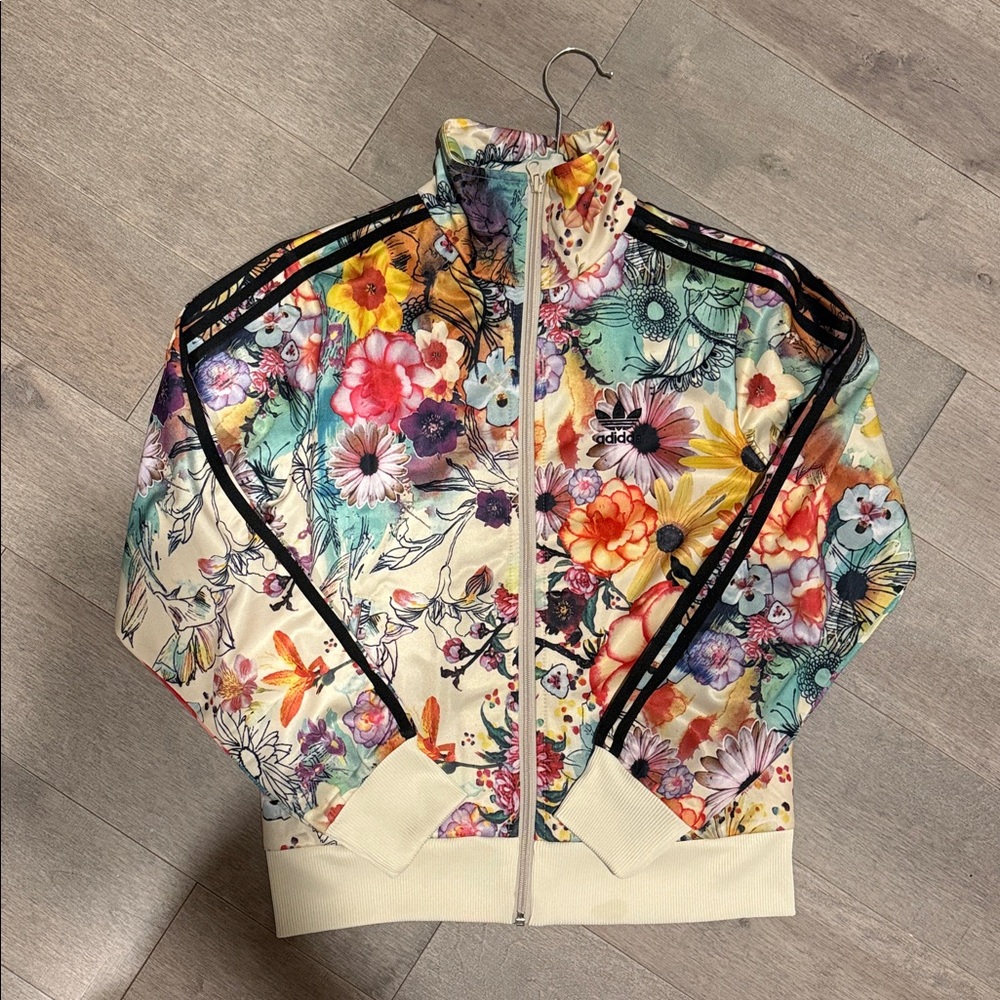 adidas Floral Multicolor Jacket small white
